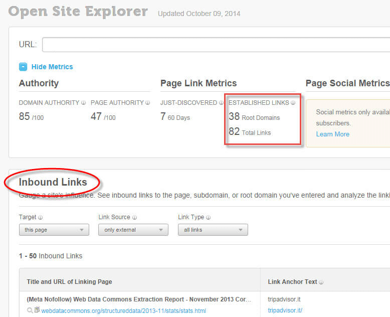 open site explorer backlink
